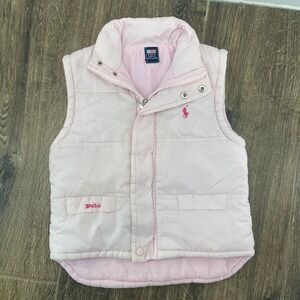 Polo Ralph Lauren Kids Pink Puffer Vest 6 Fleece Logo Embroidered Preppy Cute